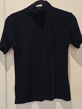 Tommy Hilfiger Black Velvet Short Sleeve Top